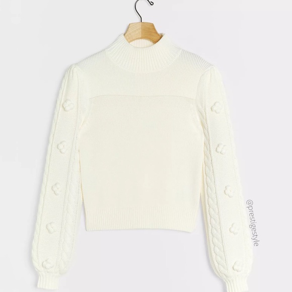 Anthropologie Mock Neck Sweater Ivory - Picture 4 of 4